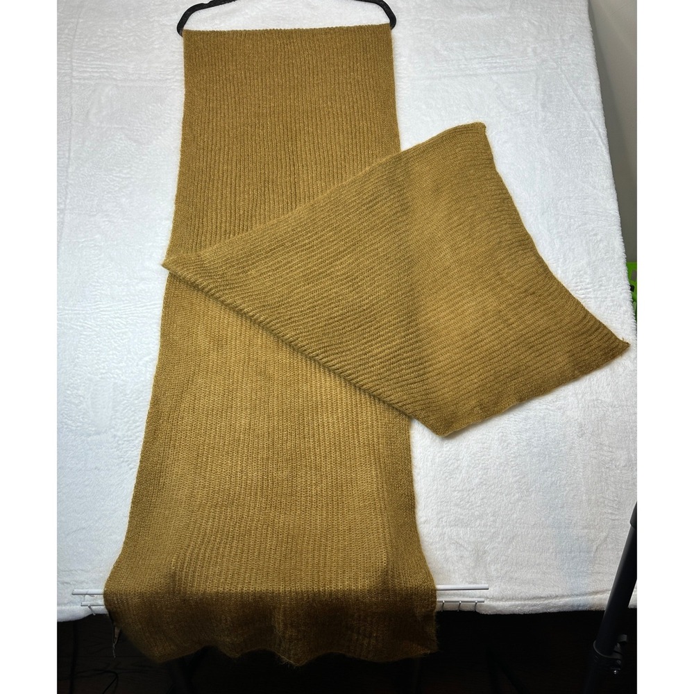 Eileen Fisher Scarf Womens O/S Gold Mohair Wool Italian Yarn Ribbed Long